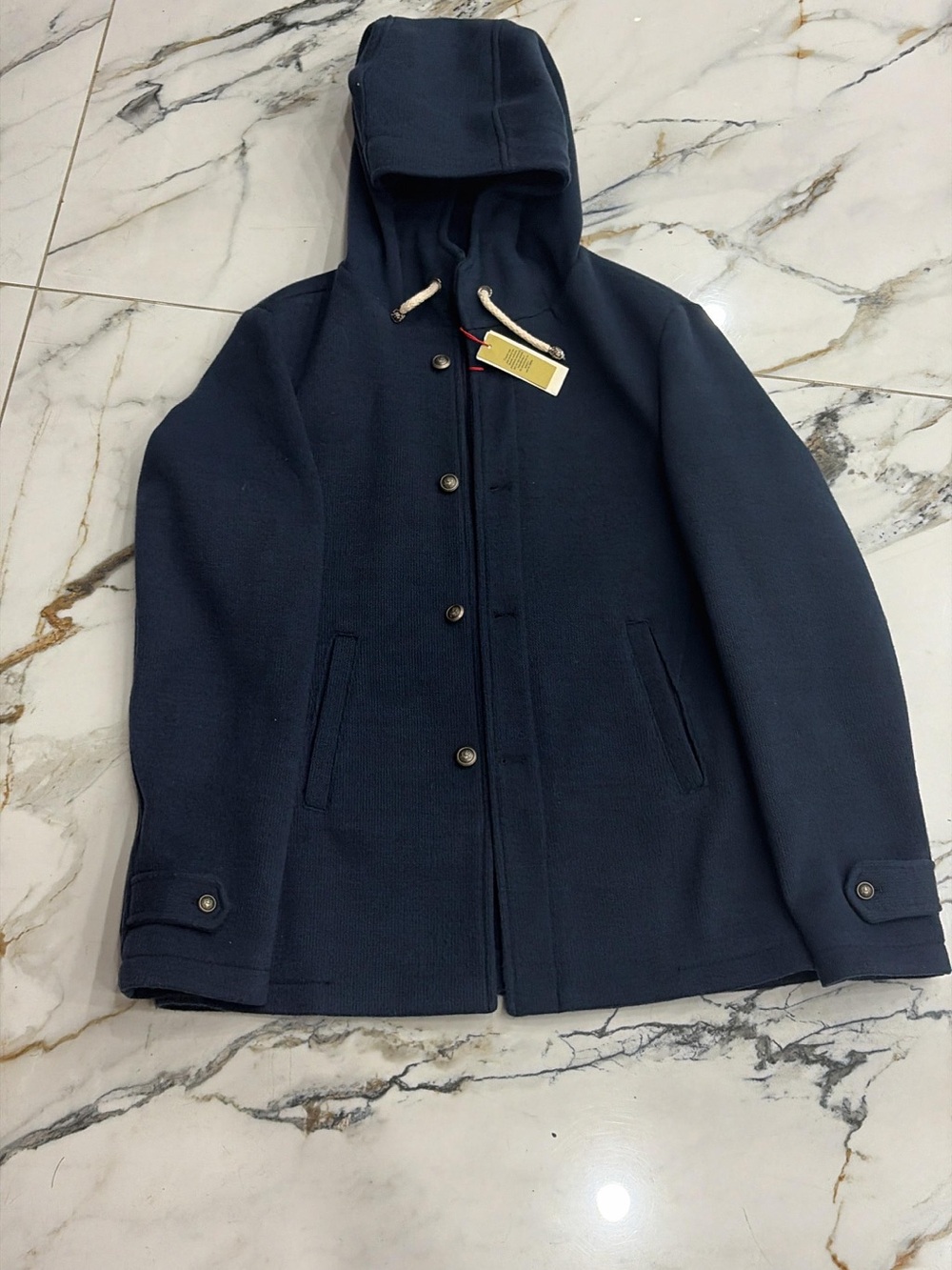 Kid’s tailored Nupkeet navy hooded coat